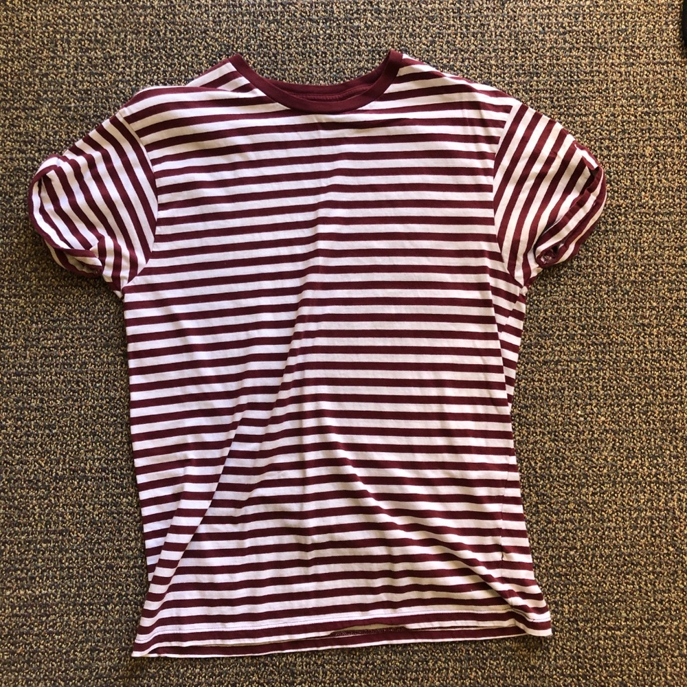 Topman Burgundy White Striped Shirt